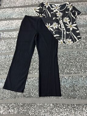 Liz Claiborne Black Stretch Wide-Leg Pants